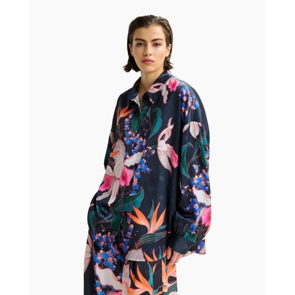 Essentiel Antwerp Ilol Floral Print Shirt Size S Tonal Polka Dot Button Up